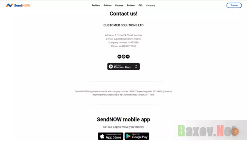 sendnow.money - contact us