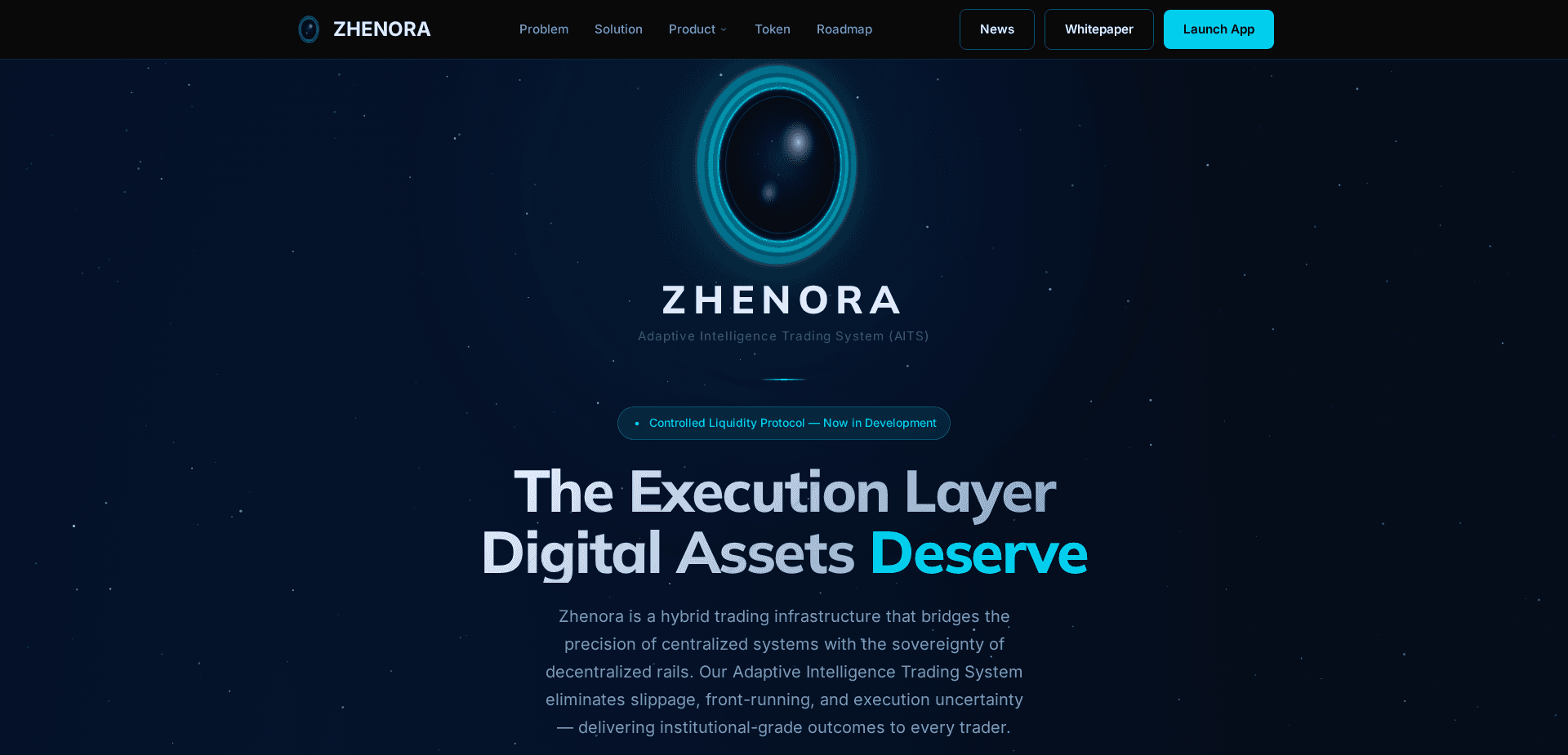 Website screenshot for https://zhenora.io/ - 2
