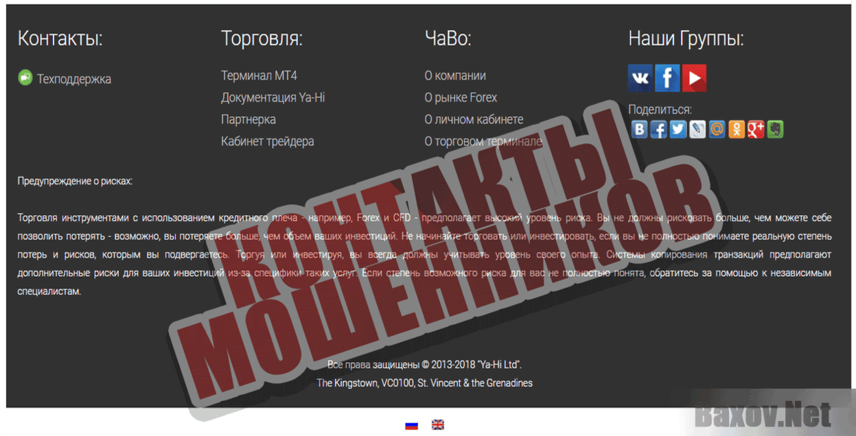 Ya-Hi Контакты мошенников
