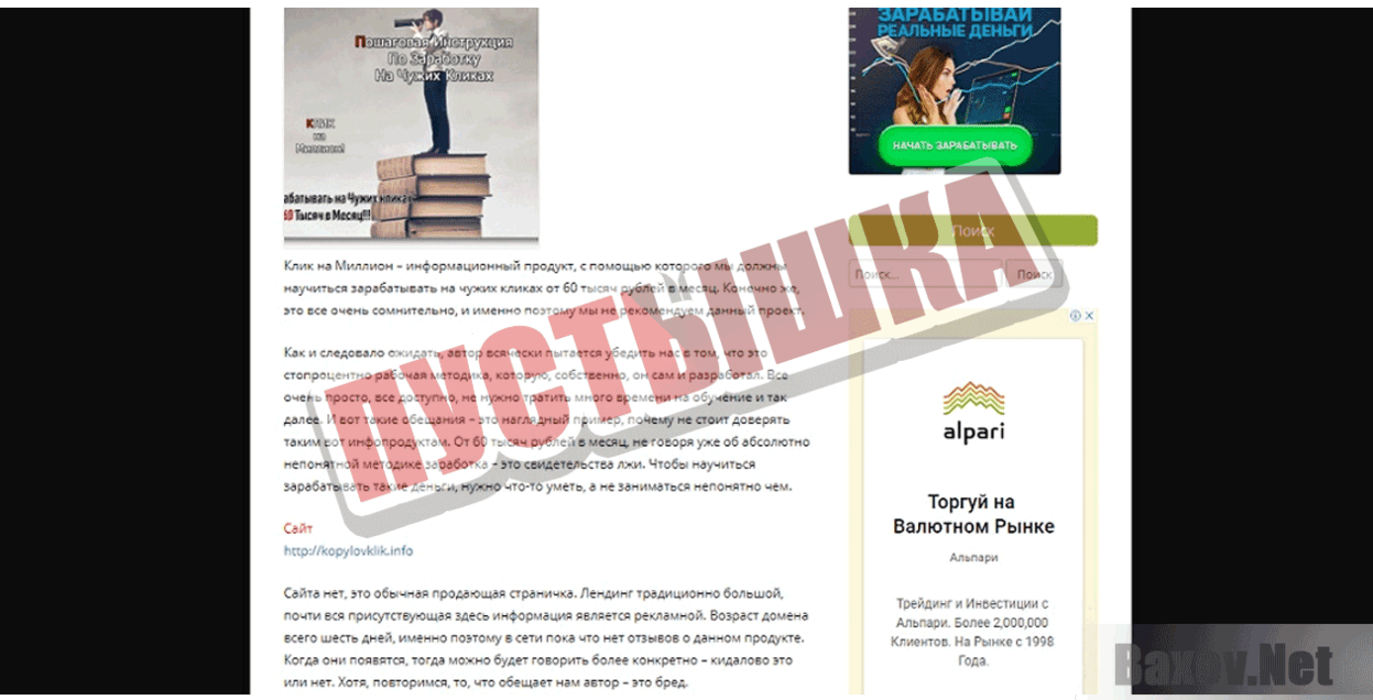 Пошаговая инструкция по заработку на чужих кликах Пустышка