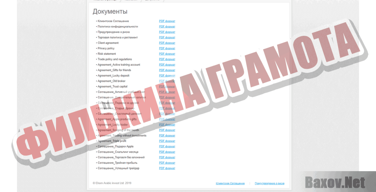Elram Arabic invest LTD Филькина грамота