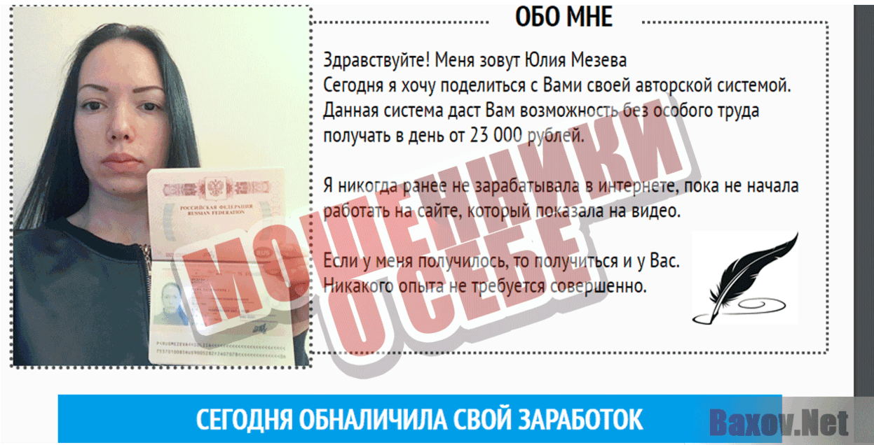 Авторская система Юлии Мезевой Мошенники о себе