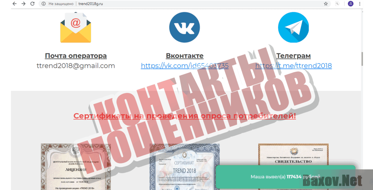 ТРЕНД 2018 Контакты мошенников