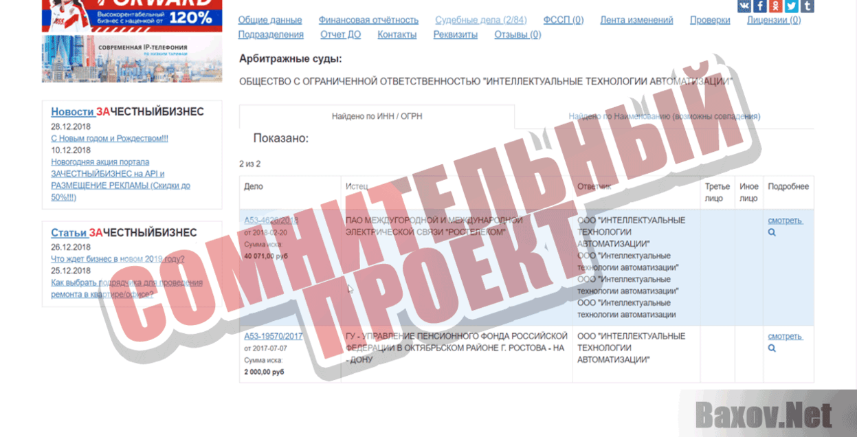 Интеллектуальные технологии автоматизации Сомнительный проект