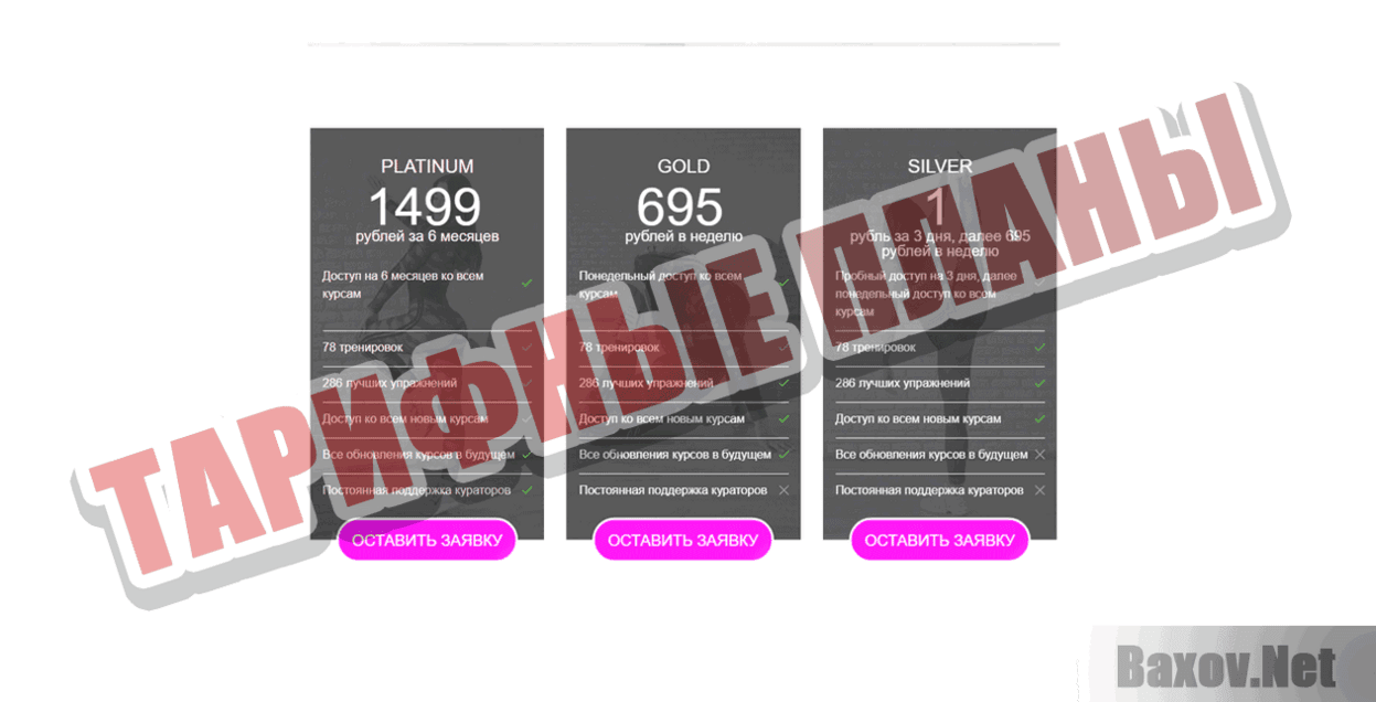 Видеотренировки для дома Тарифные планы