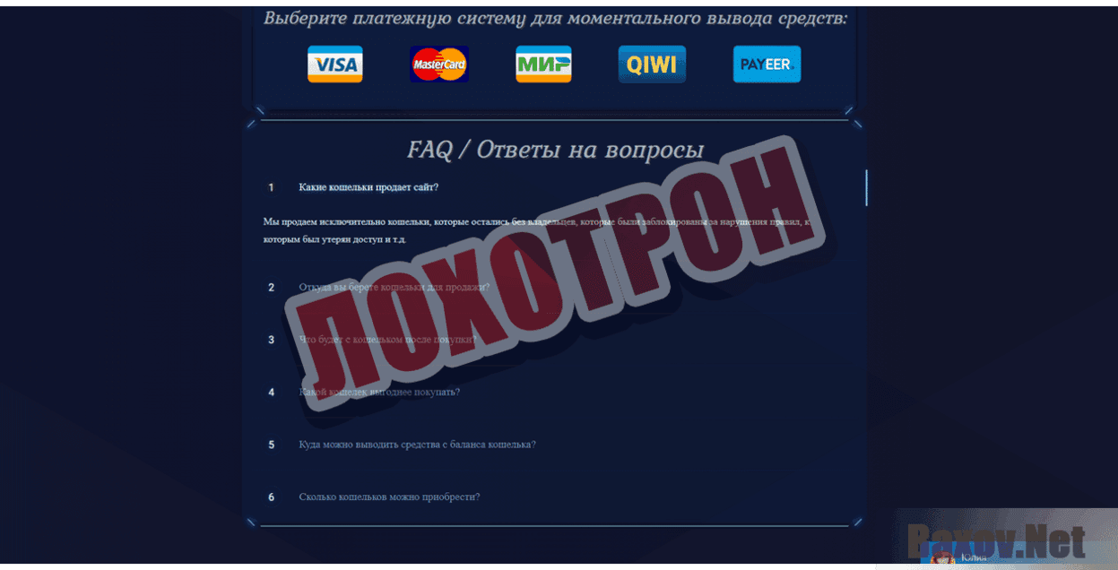 Магазин электронных кошельков с балансом Лохотрон