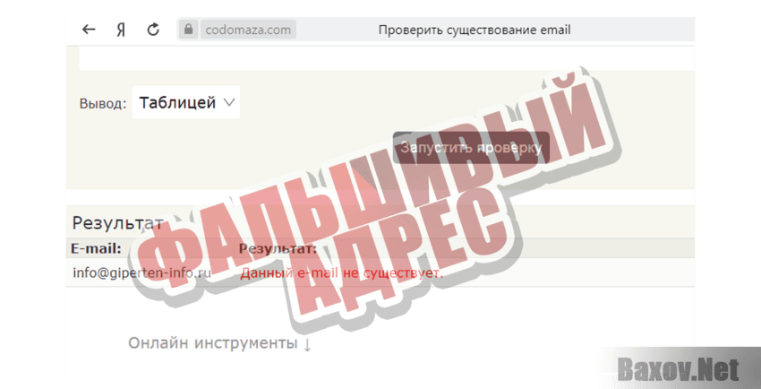 Гипертен Фальшивый адрес