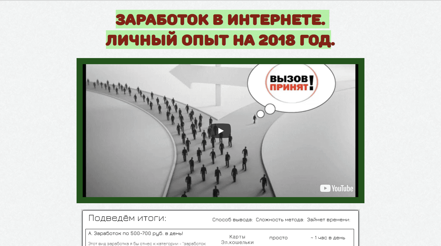 Заработок в интернете на личном опыте в 2018 году - Лохотрон