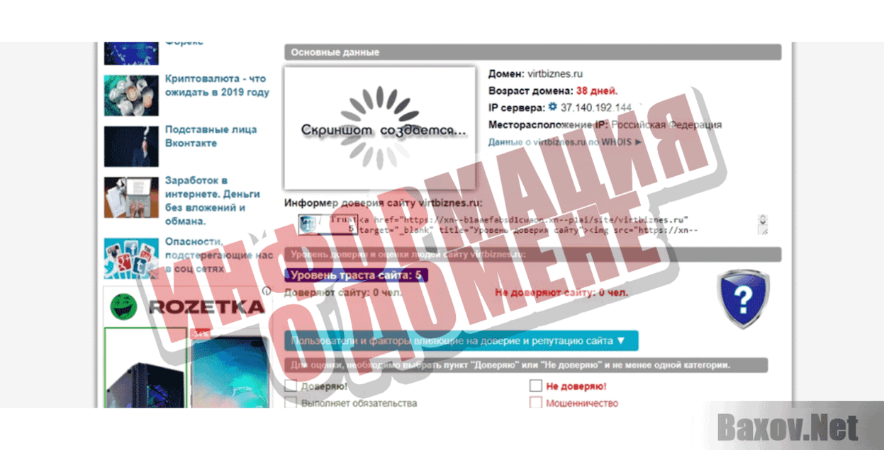 Virtbiznes Информация о домене