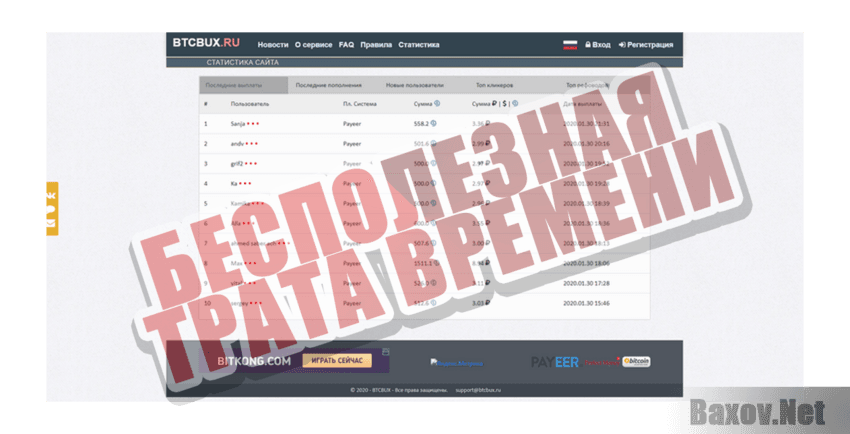 BTCBUX Бесполезная трата времени