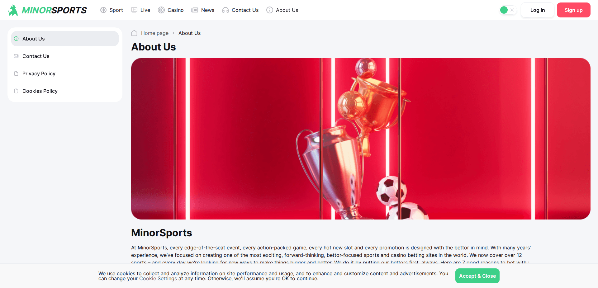 Website screenshot for https://minorsports.net/ - 2