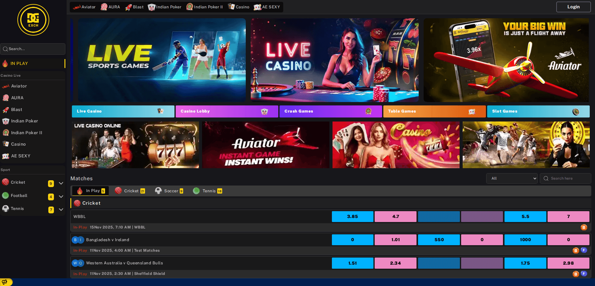 Website screenshot for https://dgexch.com/ - 1