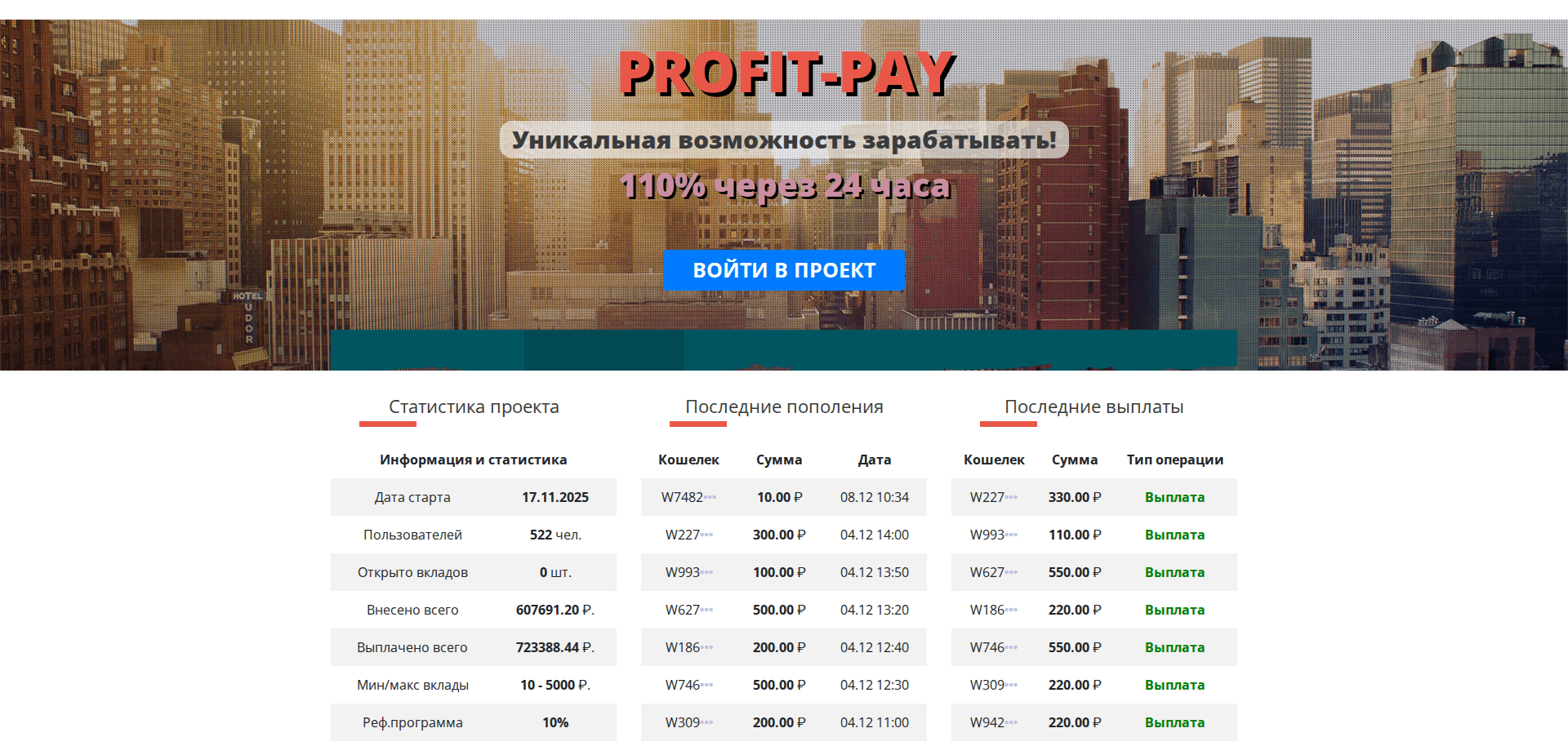 Website screenshot for https://profit-pay.online/ - 1