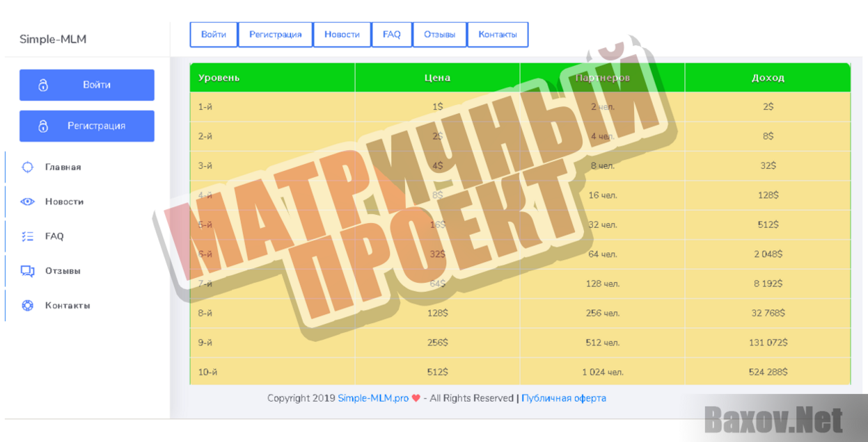 Simple MLM - Матричный проект