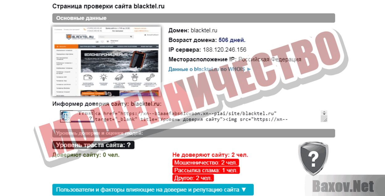 Blacktel.ru Мошенничество