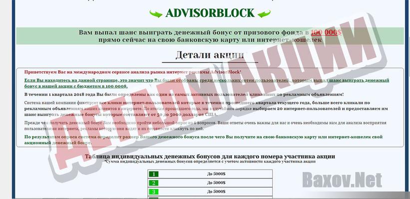 AdvisorBlock - детали акции