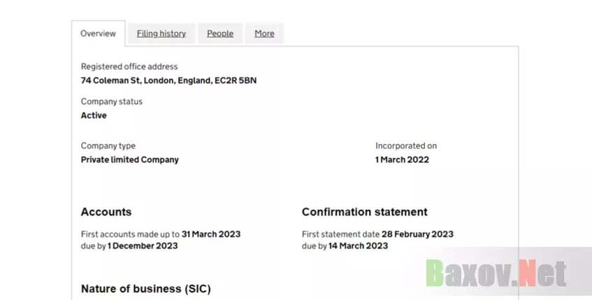данные о регистрации компании в Великобритании